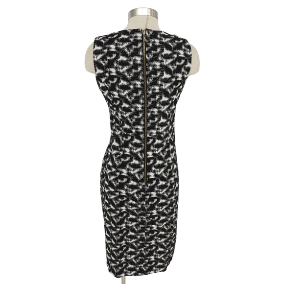 Calvin Klein Sheath Dress Black White Jacquard Sleeveless Zip Back 10 - Picture 4 of 8